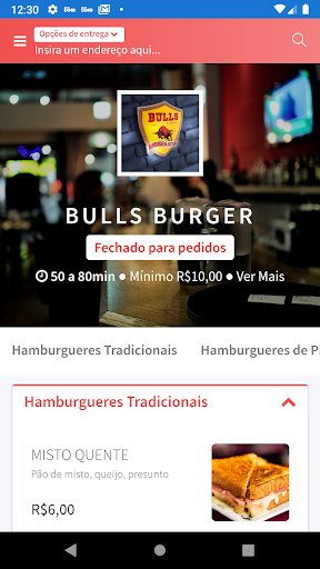 Android application Bulls Burger screenshort
