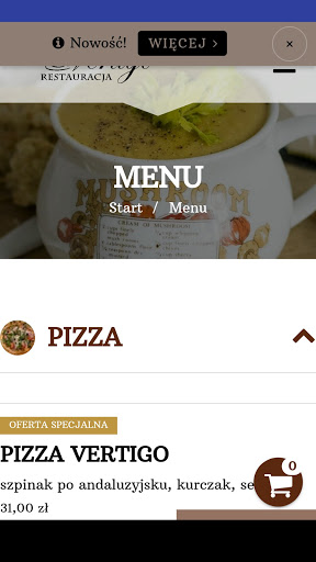 Android application Restauracja Vertigo screenshort