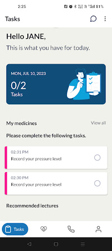 Android application MyCharlie Health Coach screenshort
