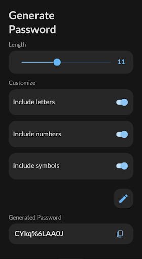 Android application Password Genie screenshort