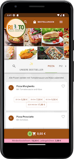 Rialto Pizza Service Screen 2