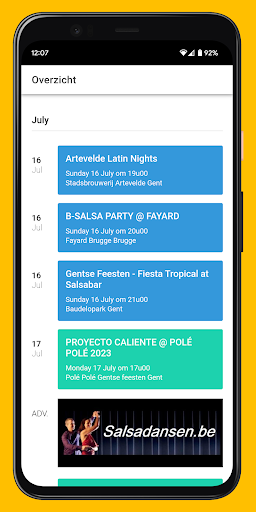 Salsa Lovers agenda Screen 3