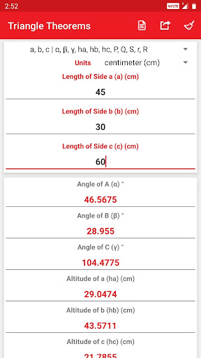 Triangle Calculator Screen 3