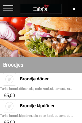 Android application Habibi eethuis Tilburg screenshort