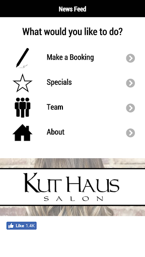 Android application Kut Haus Salon screenshort