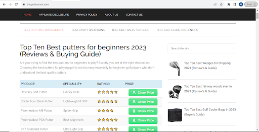Golf Putters Guide Screen 2