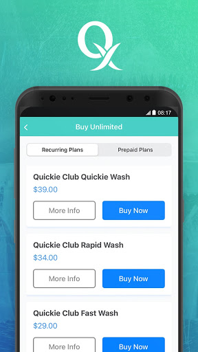 QuiXpress Wash App Screen 2