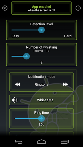 Android application Whistle Me Plus screenshort