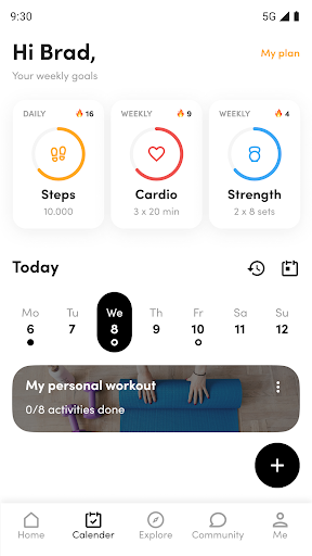 Android application Driveline In-Gym Scheduling screenshort
