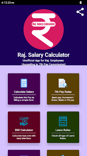 Android application Raj. Salary Calculator screenshort