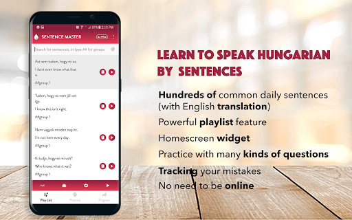 Android application Hungarian Sentence Master screenshort