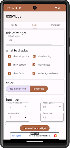 RSSWidget Screen 3