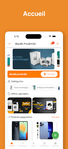 Android application Boutik proximite screenshort