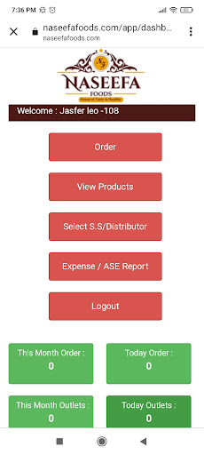 Android application Naseefa Foods Sales Team screenshort