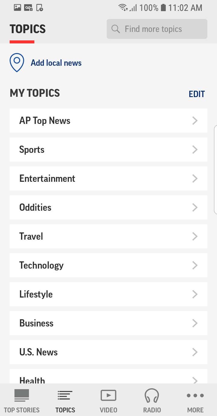 Android application AP News screenshort