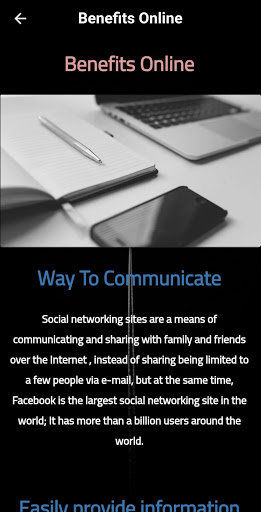 Android application Benefits Online screenshort