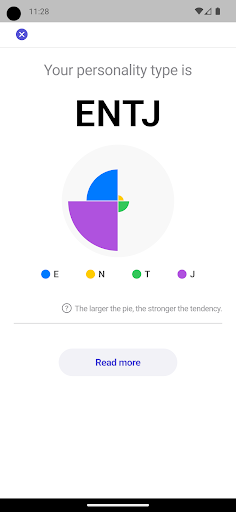 Android application The 16 personality Test screenshort