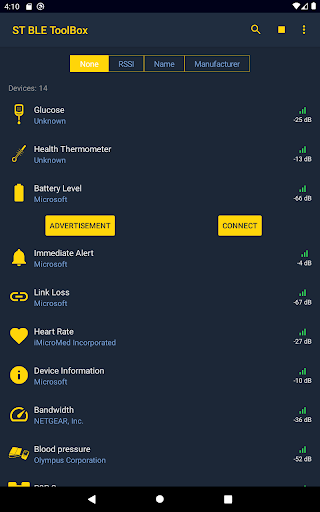 Screenshot of ST BLE Toolbox