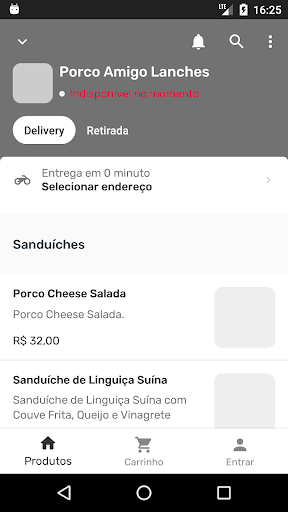 Android application Porco Amigo Lanches screenshort