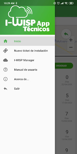 I-WISP App Técnicos Screen 2