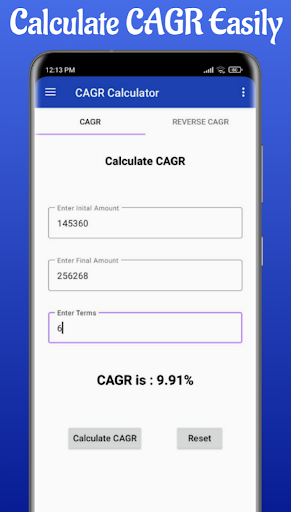 CAGR Calculator for Stock & MF Screen 2