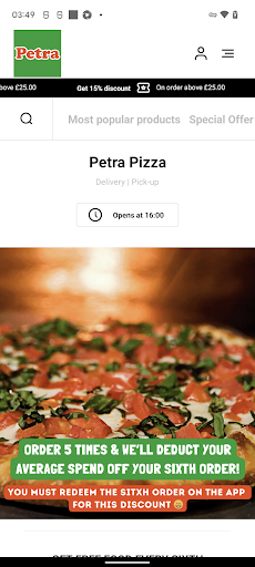 Android application Petra Pizza screenshort