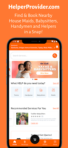 Android application Helper Provider - Hire Helpers screenshort