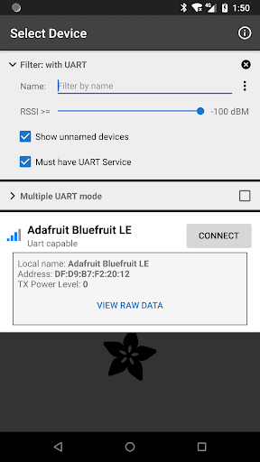 Android application Bluefruit Connect screenshort