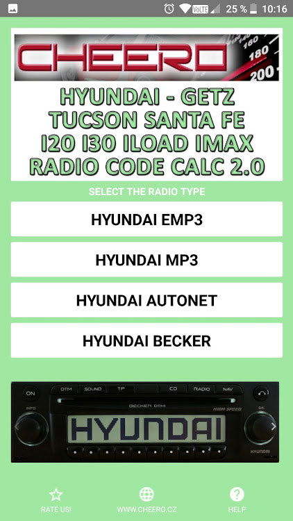 RADIO CODE for HYUNDAI SANTAFE - 8.0.3 - (Android)