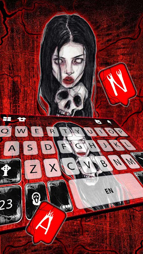 Red Creepy Girl Keyboard Theme Screen 2