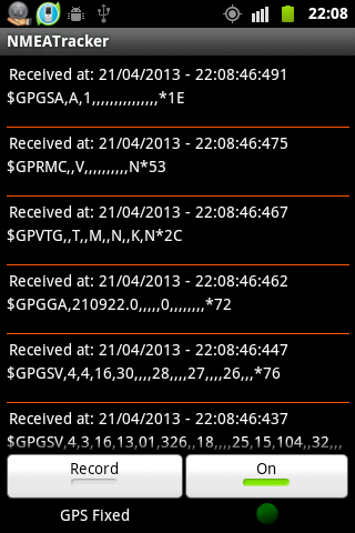 Android application GPS NMEA Tracker screenshort