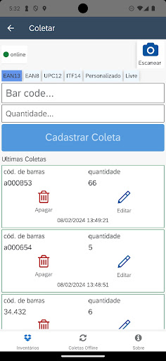 Android application MZ Coletor screenshort