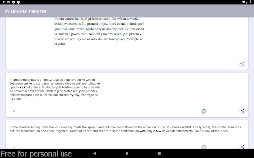 Offline En-Cs-En Translator