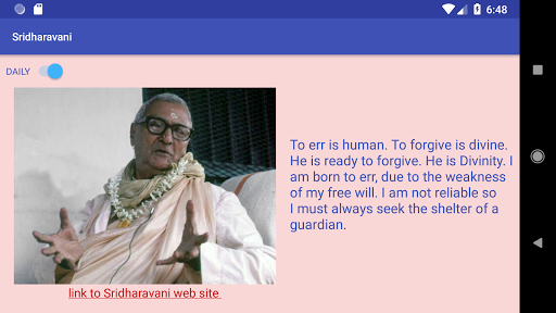 Sridharavani - Daily Quotes Screen 2