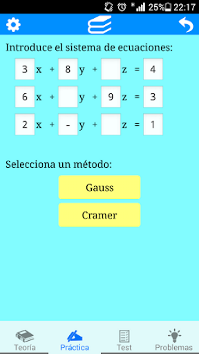Sist. ecuaciones 3 incógnitas Screen 2