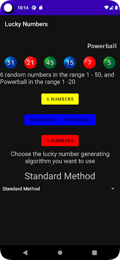 Lucky Numbers Screen 3