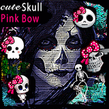 cute skull icon pink bow theme icon