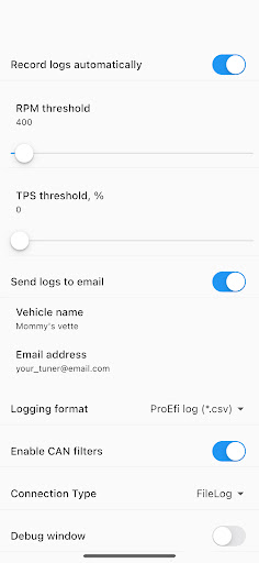 ProEFI Logger Screen 3