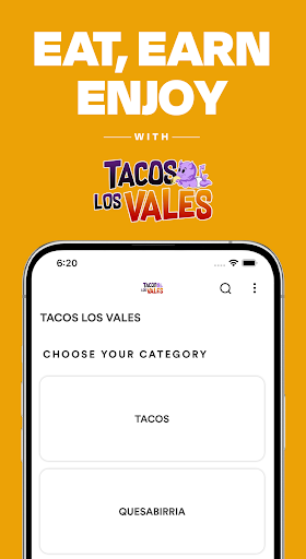 Android application Tacos Los Vales screenshort