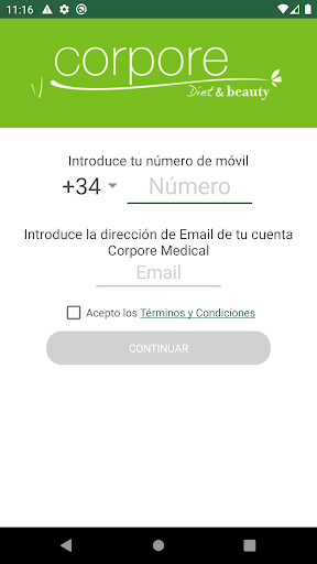Android application Corpore Medical screenshort