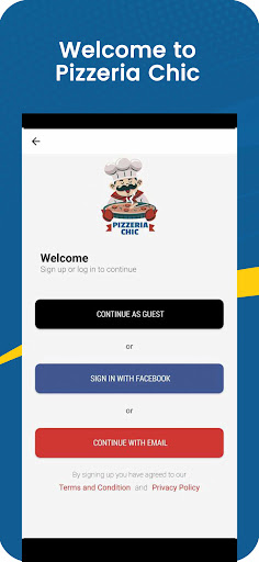 Android application Pizzeria Chic screenshort