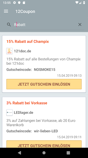 Android application 12Coupon screenshort