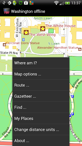 Washington DC offline map Screen 2