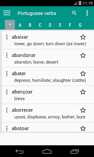 Android application Common Portuguese Verbs screenshort