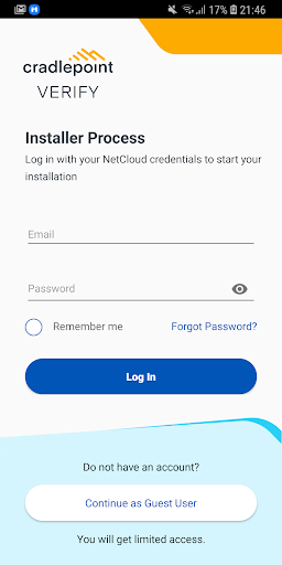 Android application Cradlepoint Verify screenshort