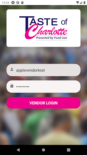 Android application Taste of Charlotte Vendor screenshort