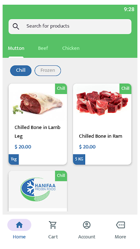 Android application Hanifaa Frozen Food screenshort