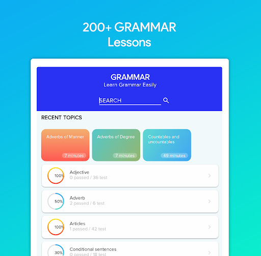 Screenshot of English Grammar: Learn & Test