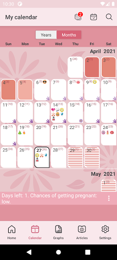 Screenshot of WomanLog Period Calendar