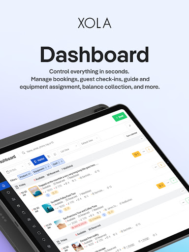 Android application Xola Tablet screenshort